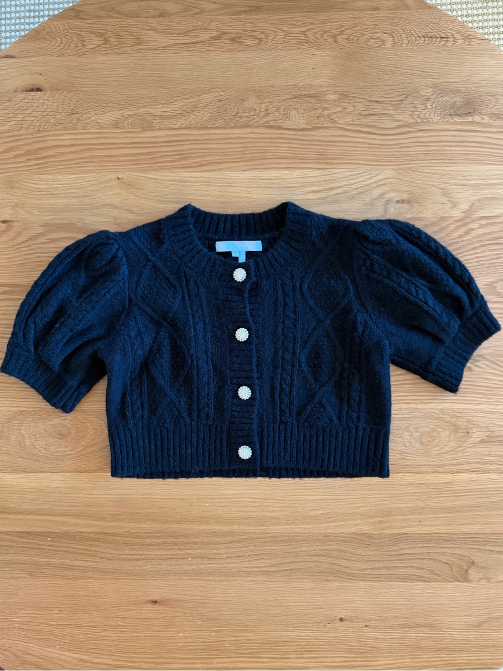 HILL HOUSE HOME Ollie Black Cropped Cardigan Pearl Buttons S
